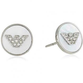 Emporio Armani Pendientes de mujer con acero inoxidable, cristal redondo