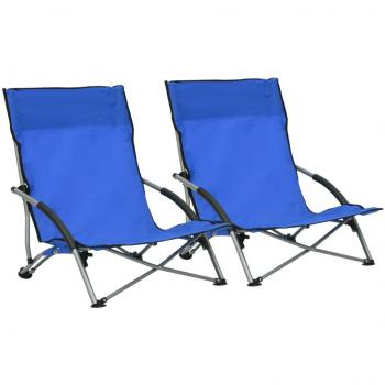 Sillas de playa plegables 2 unidades tela azul