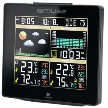 Estación Meteorológica Despertador Muse M-085 WS con Radio Negra