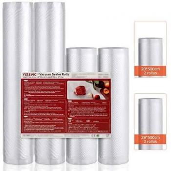 YISSVIC Rollos de Envasado al Vacío 4 Rollos 20x 500cm 28x 500cm Bolsas de Vacío para Conservación de Alimentos para Varias Envasadora al Vacío