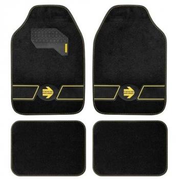 Set de Alfombrillas para Coche Momo Universal 4 Piezas Moqueta Negra con Rayas Amarillas