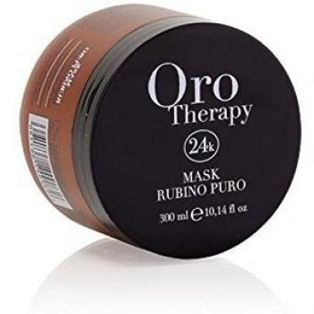 Fanola Mascarilla ORO THERAPY 24K Rubino Puro Subliminante 300 mL - Cabellos coloreados tratados - Rubí Keratina Oro micro-activo Aceite Argán Aceite Juncia Dulce Nilo Filtro UV - PROFESIONAL