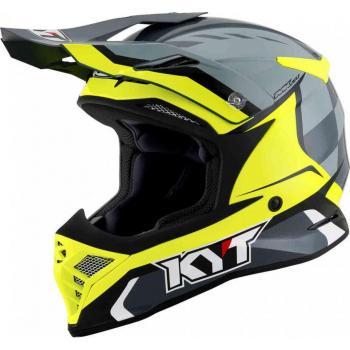 Casco de Motocross KYT Skyhawk Brillante Gris Amarillo Talla M