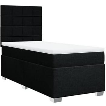 Cama box spring con colchón tela negro 100x200 cm