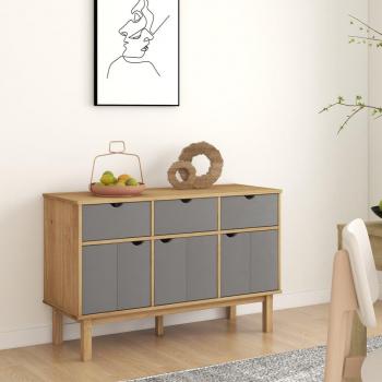 vidaXL Sideboard OTTA Brown and Grey 114x43x73.5 cm Solid Wood Pine
