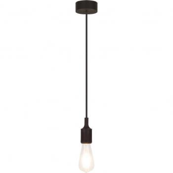 Lámpara Colgante Industrial de Silicona Negra con Cable de Hierro Rabalux Roxy IP20 Ø8cm H:150cm