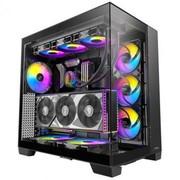 Caja Gaming Antec C8 ARGB Full Tower Negra con 2 Ventiladores de 160mm y 1 de 140mm, Doble Cámara, Soporte para Radiador de 360mm y Paneles de Vidrio Templ