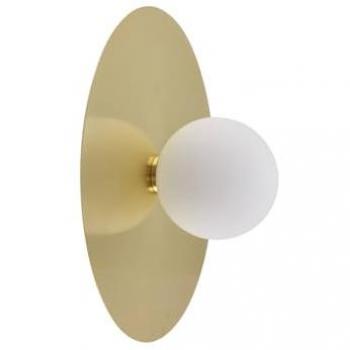 Aplique de pared moderno Lindby Zain, dorado/blanco, cristal, Ø 33 cm, G9