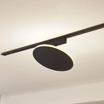 Lámpara LED para carril Lumaro, negra, redonda, de aluminio, 48V, atenuable