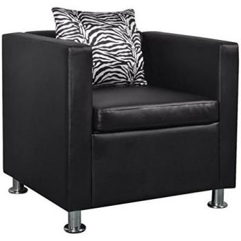 vidaXL Sillón cuadrado negro de cuero artificial sofá asiento muebles de casa