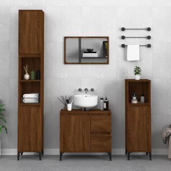 Armario de baño de madera multicapa roble marrón 30x30x190 cm