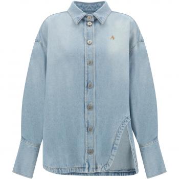 The Attico Chic Shirts Collection Denim Shirt, Blue, Female, Size: 3XS
