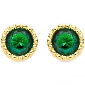 Pendientes Luxenter Hamu de Circonita Esmeralda, acabados en oro amarillo de 18 quilates