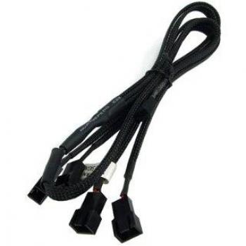 Phobya Y-Cable 3Pin Molex to 4x 3Pin Molex 60cm - black Cables Fan cables & adptors