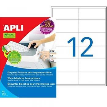 APLI 2522 - Etiquetas blancas permanentes para láser 97,0 x 42,4 mm 250 hojas