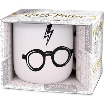 Taza Cerámica Desayuno Harry Potter 400 ml con Gafas y Logo en Caja de Regalo Warner Bros - Dimensiones 10x12x10 cm