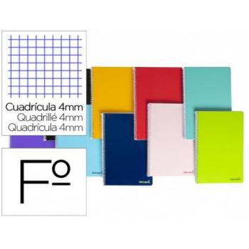 Cuaderno espiral Liderpapel Folio Smart Tapa blanda 80 hojas 60g/m² cuadrícula 4mm con margen Colores surtidos