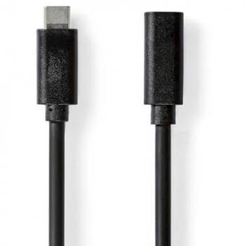 Cable USB 3.2 Gen 1 Tipo C Macho a Tipo C Hembra, 60 W, 4K@60Hz, 5 Gbps, Niquelado, 2 m