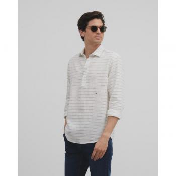 Camisa polera slim de rayas horizontales en color gris para hombre