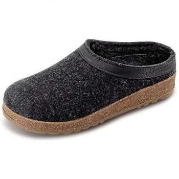 Haflinger Grizzly Torben Charcoal Felt Leather Clogs Size 44