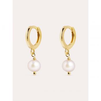 Pendientes Singularu Aro Pearl - Elegantes Pendientes de Aro en Plata de Ley 925 bañados en Oro de 18 Kt.