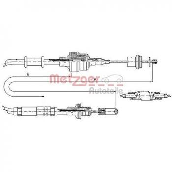Cable de Embrague METZGER 10.3750 para Saab 900 II y Cabriolet