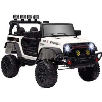 Coche Eléctrico Infantil Todoterreno 12V con Mando a Distancia Bluetooth, Faros LED, Bocina y Música para Niños de +3 Años - Blanco