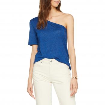 SELECTED FEMME Sfivy One Shoulder tee, Camiseta sin Mangas para Mujer, Azul