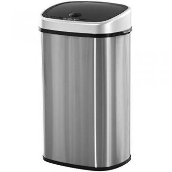 Cubo de Basura Automático 58L con Sensor Infrarrojo, Higiénico, Grande, Acero Inoxidable Plateado, L40,9xB28,9xH68 cm