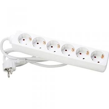 Kopp 6-Outlet Power Strip with Child Protection, Arctic White, 1.4m Cable