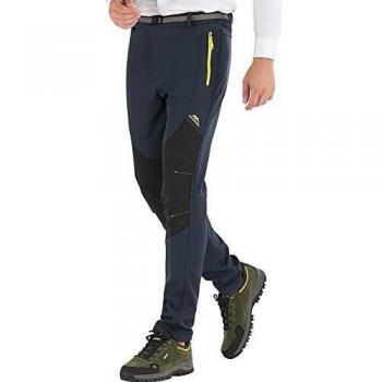 DAFENP Pantalones Trekking Hombre Impermeable Pantalones de Escalada Senderismo Alpinismo Invierno Polar Forrado Aire Libre KZ16608M-Darkblue1-XL