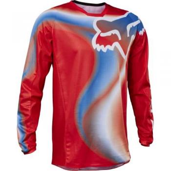 Fox 180 Toxsyk Maillot de Motocross - Rojo Fluorescente, Manga Larga, Hombre, Talla L