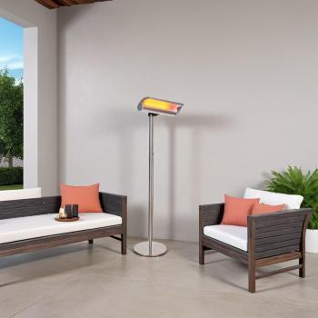 Calefactor de Suelo Infrarrojo MPC Estepona 2000W Gris con Mando a Distancia y Curva Reflectante Ajustable, IP65