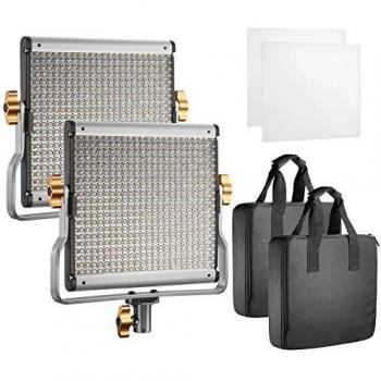 Neewer 2-Pack LED Luz Vídeo Bicolor Regulable con Soporte U Kit, para Foto Estudio Grabación de Vídeo Youtube, 480 Bombillas LED, 3200-5600K, CRI 96