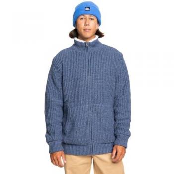 Quiksilver Jersey Con Cremallera Boketto Azul, Chaqueta de hombre, Sudadera estándar para hombre, Vintage Indigo Heather