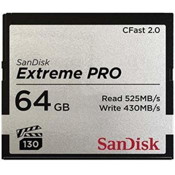 Tarjeta de Memoria CFast 2.0 SanDisk Extreme Pro de 64 GB, hasta 525 MB/s, Negro