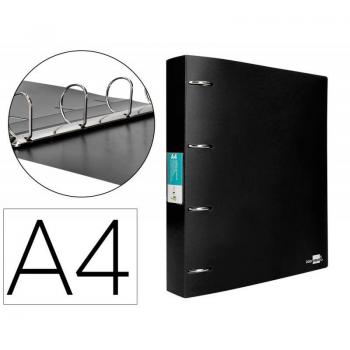 Carpeta Liderpapel 4 anillas 40 mm mixtas polipropileno din a4 negro opaco