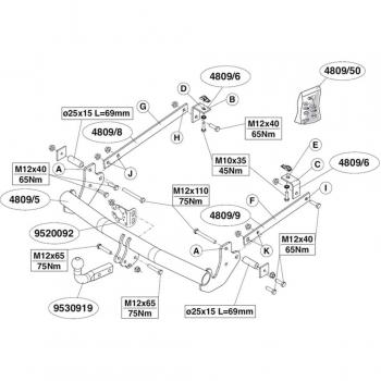 Enganche de remolque fijo Brink 480900, compatible con vehículos específicos, capacidad de carga adecuada para remolques, diseño robusto y duradero, fácil instalación y ajuste preciso