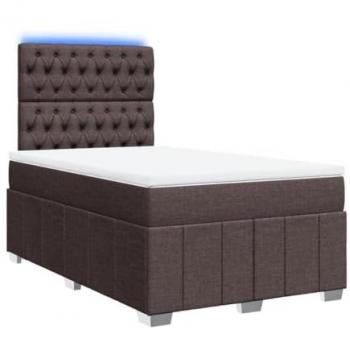 Cama Box Spring con colchón de tela marrón oscuro 120x200 cm