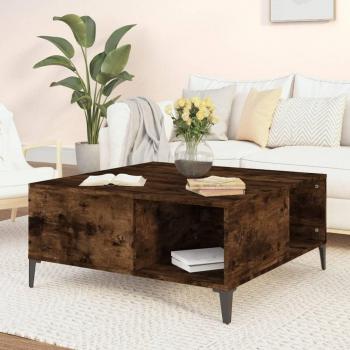 Mesa de centro madera contrachapada 80x80x36,5 cm en color Blanco brillante y Negro, ideal para salón o comedor, también conocida como Mesita de Salón o Mesa de Café