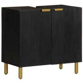 Armario de lavabo de baño madera ingeniería negro 62x33x58 cm