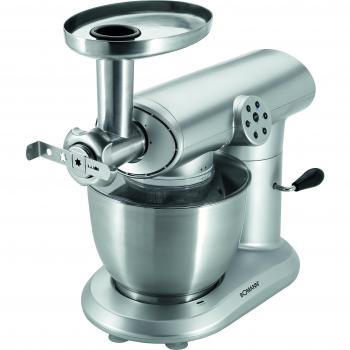 Bomann KM 369 CB Robot de Cocina multifunción, batidora amasadora, picadora de Carne, 5 litros, 1000 W, Color Gris, Acero Inoxidable|PU|Aluminio, Plateado