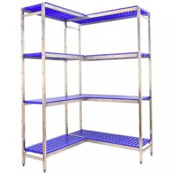 Estantería de acero inoxidable Simoninox corner 4PP/2000x(1760-1260)x500 mm, 180 kg de Punto Flexión, 4 Estantes, Estantería Industrial, Estantería Cocina Profesional