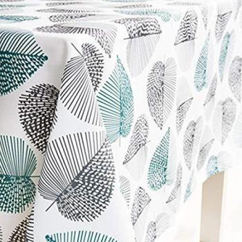 Dreaming Casa - Mantel impermeable para mesa rectangular, antimanchas, tela Oxford, diseño de hoja, comedor, pícnic, fiesta, jardín, lavable, fácil mantenimiento, 140 x 220 cm, amarillo y verde