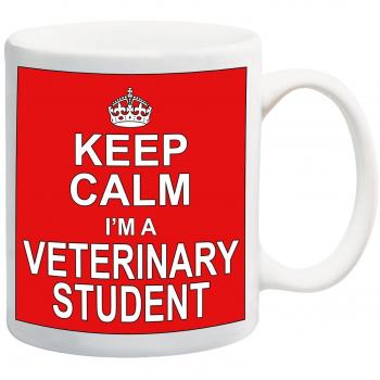 Taza de regalo para estudiantes de veterinaria con texto en inglés Keep Calm I'm a Veterinary Student