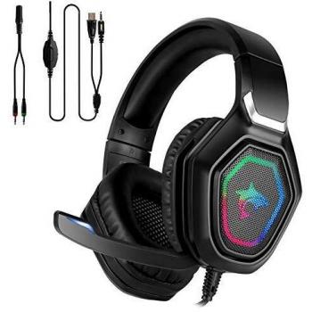 Auriculares para Juegos estéreo de Primera Calidad con micrófono PS4 PC Xbox One, Auriculares para Juegos estéreo Mac Auriculares para Juegos con Bajos de 3,5 mm con luz LED
