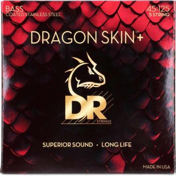 DR Strings Dragon Skin+ Coated Stainless Steel Bass Guitar Strings 5-String 45-125