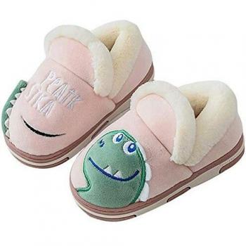 Zapatillas Casa para Invierno Niños Niñas Pantuflas de Estar Caliente Interior Peluche Forradas Zapatos Slippers Rosado 14/15=21-22EU