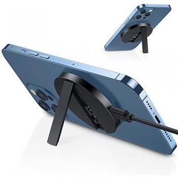 ESR Cargador Inalámbrico HaloLock Kickstand, Cargador Compatible MagSafe para iPhone 13/13 Pro/13 mini/13 Pro Max/12/12 Pro/12 mini/12 Pro MAX y Fundas Magnéticas,Adaptador No Incluido, Negro
