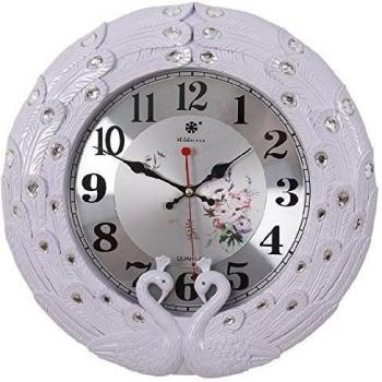 14En continental salón reloj de pared dormitorio Creative Arts peacock relojes reloj de cuarzo electrónico silencio,14pulgadas, blanco